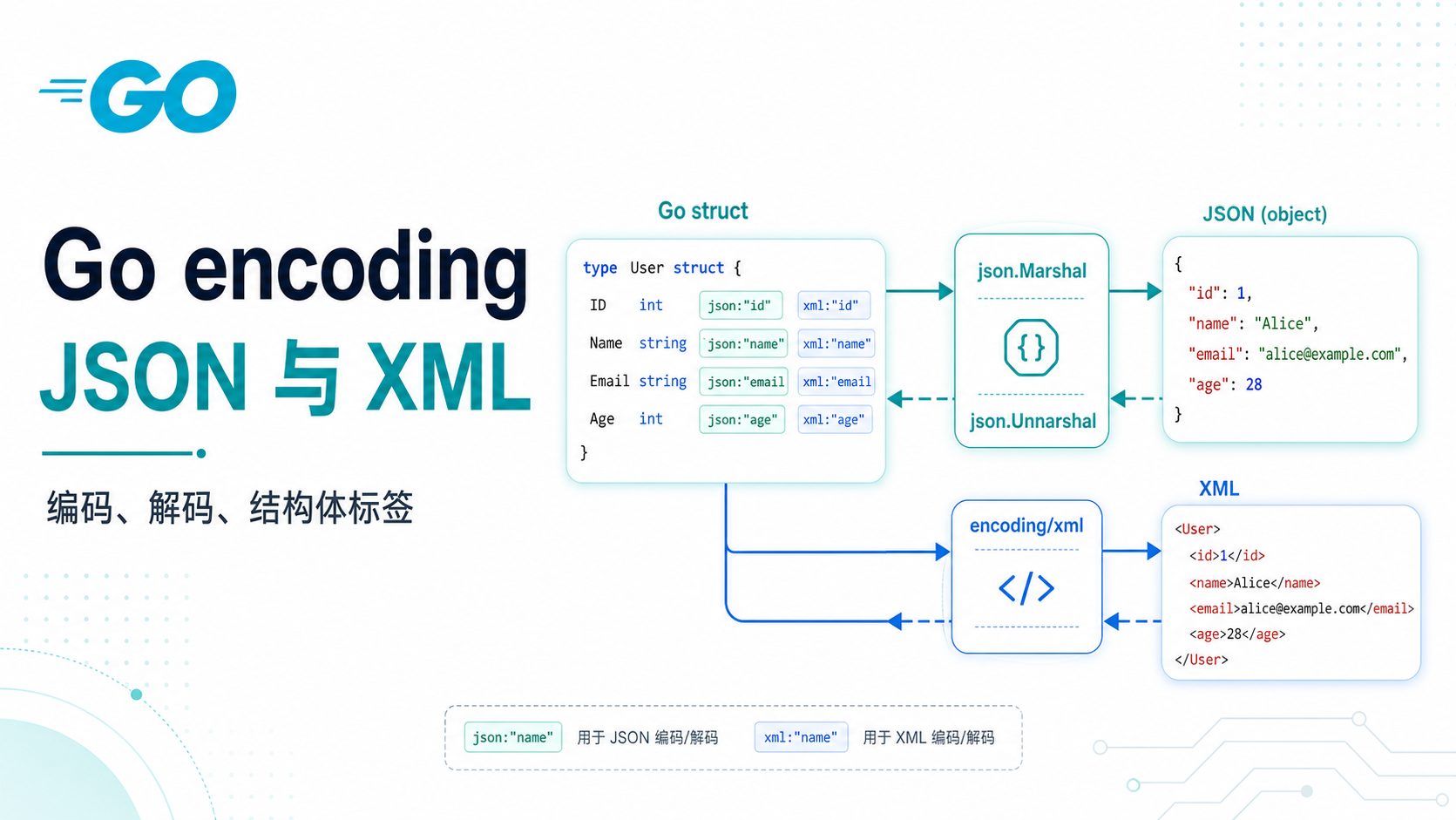 Go encoding JSON 与 XML 封面